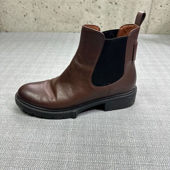 Coach Lyden Boots 10B Brown Ankle Logo Tag Pull On Leather - Picture 3 of 8